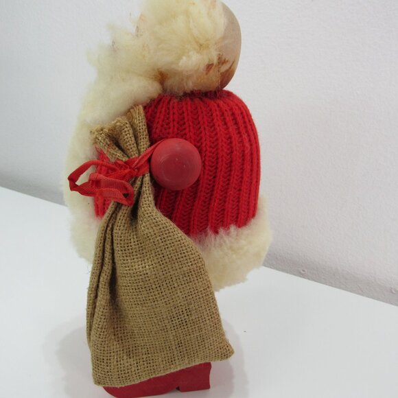 Vintage Handmade Sweden Wooden Santa Claus Christmas Figurine Knit Suit Ski 10'' - Picture 3 of 7